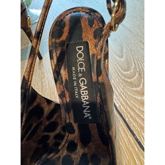Dolce & Gabbana Leopard Print Pointed Toe Slingback Heels Womens Shoes Size 37 - Picture 2 of 7